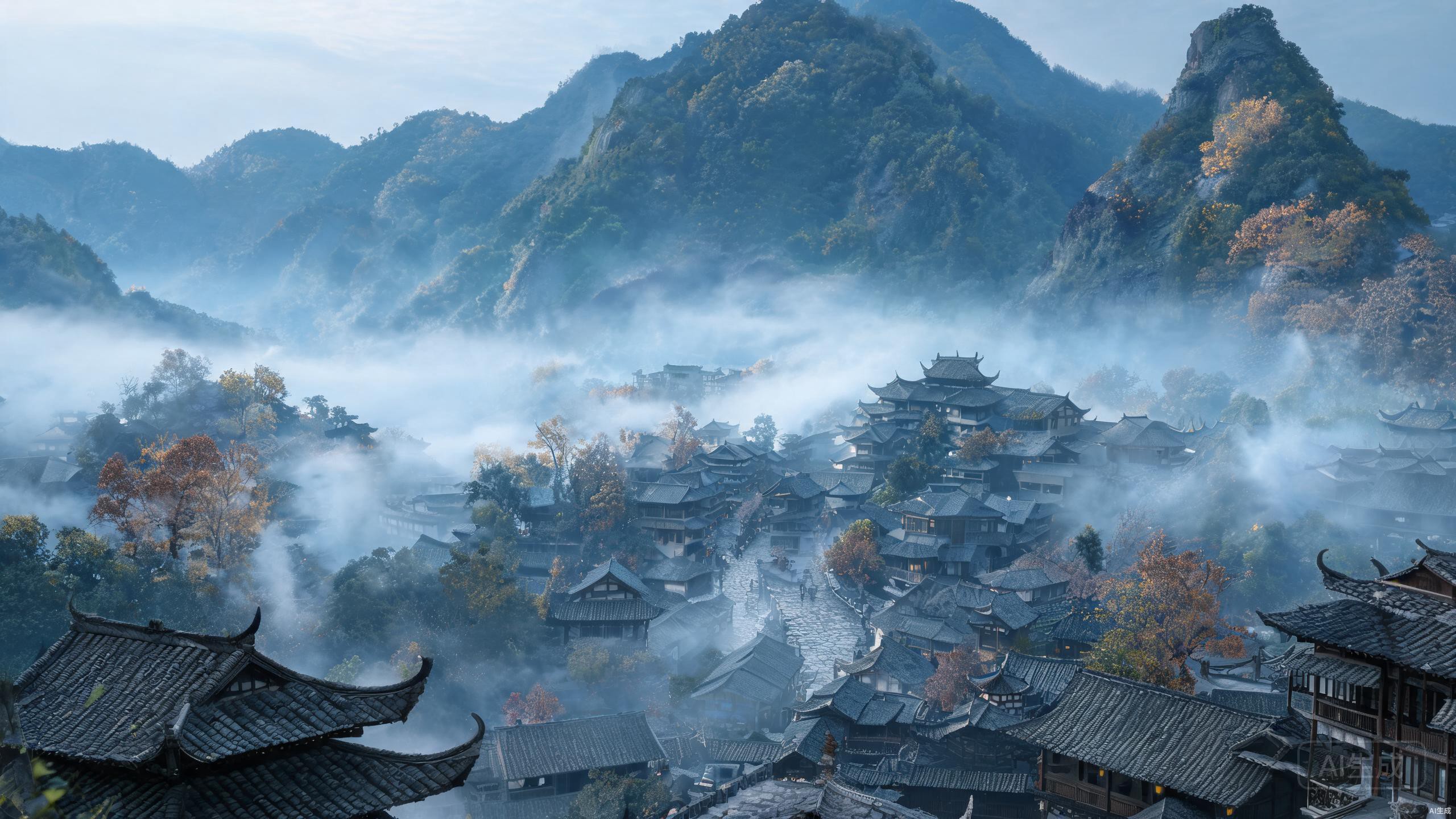 雾隐镇全景